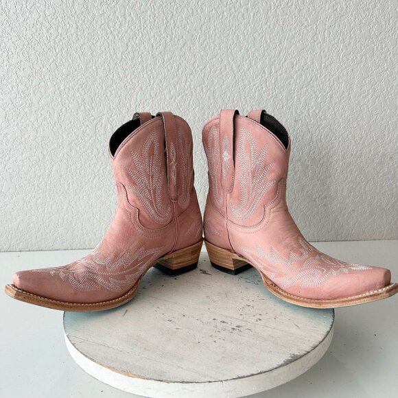 Lane LEXINGTON Womens Cowboy Bootie 8 Pink Western Cowgirl Short Ankle Boots - Picture 7 of 11